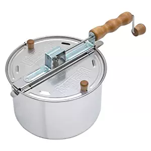 Wabash Valley Farms 22000MG Original Whirley Pop Stove Top Popcorn Popper Silver - Perfect Popcorn in 3 Minutes, Regular