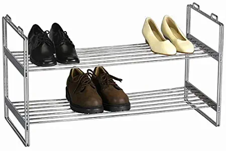 Household Essentials Stackable Two-Tier Shoe Rack, Chrome