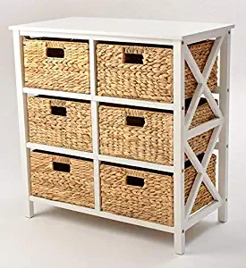 3 Tier X-Side Storage Cabinet with 6 Baskets (White)