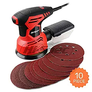 Hi-Spec Heavy Duty 240W Rotating Disc Palm Sander with Dust Collector & 10pc Sanding Pad Kit for Removing Paint, Varnish, Stains, Preparing Furniture, Polishing, Sanding Down & Finishing Wood
