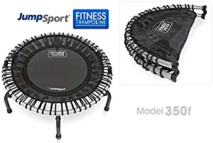 JumpSport 350F | Folding Fitness Trampoline | Easy Storage | No-Tip Arched Legs | Safe & Stable Bounce | Top Rated for Quality & Durability | Includes 4 Music Workout Videos On 1 DVD