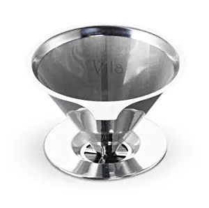 Vila Coffee Filter, Fine Mesh Coffee Maker, Stainless Steel Pour Over Coffee Dripper, Reusable, Lightweight, Paperless, Fits Standard Sized Coffee Pots and Cups