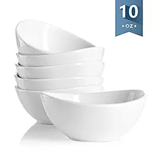 Sweese 1106 Porcelain Bowls - 10 Ounce for Ice Cream Dessert, Small Side Dishes - Set of 6, White