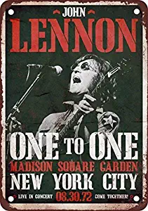 Fabri.YWL 1972 John Lennon Madison Square Garden Vintage Look Reproduction Metal Tin Sign 8” x 12” Inches Vintage Aluminum Retro Metal Sign