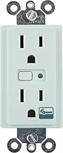 GE Z-Wave Wireless Smart Lighting Control, Duplex Receptacle Outlet, On/Off, White, 12721, Works with Alexa
