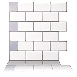 Premium Anti Mold Peel and Stick Wall Tile in Subway Design Mono White, Less Sticky for Easy Removal, Extra Adhesive Needed for Painted Walls (Mono White, 5)