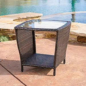Best Small Brown Wicker Glass End Table