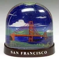 City Coffee Mugs cm San Francisco Snow Golden Gate Bridge History Water Snow Globe with Copyrighted CA Bear Magnet (109 5/28)