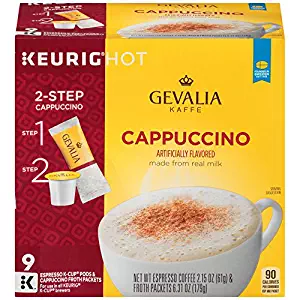 Gevalia Cappuccino Keurig K Cup Pods with Froth Packets (36 Count, 4 Boxes of 9)