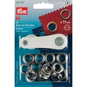 PRYM 541371 Eyelets with washers Size 11mm inside; gold-coloured, 15 pieces