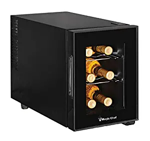Magic Chef MCWC6B 6-Bottle Single-Zone Black Wine Cooler, 20.1L x 10.9W x 15H