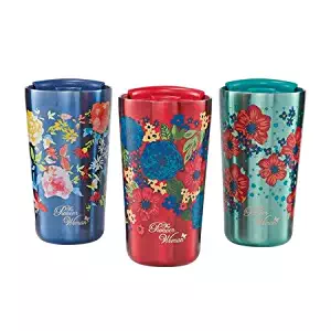 The Pioneer Woman 18oz Stainless Steel Floral Tumblers - Set of 3 (Red, Navy and Teal)