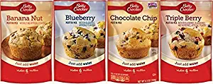 Betty Crocker Muffin Mix Sampler 6.5oz Pouch (Variety Pack of 24 with 4 Different Flavors)