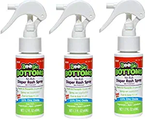 Diaper Rash Cream Spray by Boogie Bottoms, No-Rub Touch Free Application for Sensitive Skin, Over 200 Sprays Per Bottle, (1.7 oz, Pack of 3)