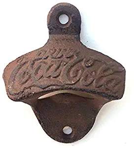 Lot of 10 Drink Coca Cola Bottle Openers Rustic Cast Iron Wall Mount Vintage Style Coke Soda Beer Bottle Opener for the Man Cave Patio Deck or Wooden Cooler