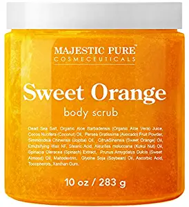 Majestic Pure Sweet Orange Body Scrub - Exfoliates, Moisturizes, and Nourishes Skin, 10 oz