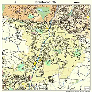 Image Trader Large Street & Road Map of Brentwood, Tennessee TN - Printed poster size wall atlas of your home town