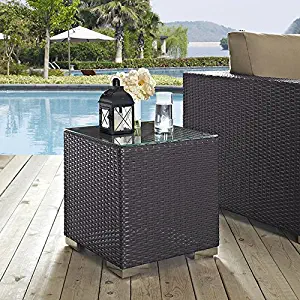 Best Small Brown Wicker Glass End Table