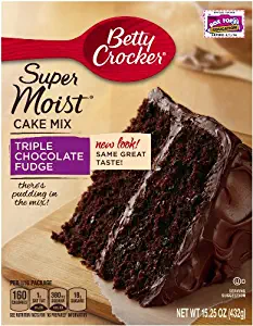 Betty Crocker Baking Mix, Super Moist Cake Mix, Triple Chocolate Fudge, 15.25 Oz Box (Pack of 6)