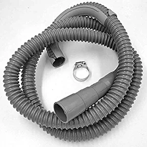 Washing Machine Drain Discharge Hose – Commercial grade Polypropylene with Universal Connection for 1", 1 1/8" and 1 1/4" Drain Outlets Includes Hose Clamp and Saddle Hook (12 ft)