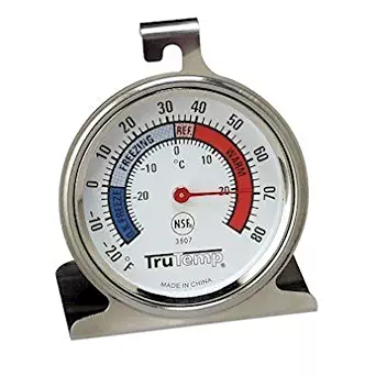 Taylor 3507 TruTemp Refrigerator/Freezer Analog Dial Thermometer with Safety Zones