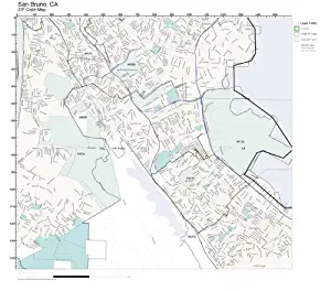 ZIP Code Wall Map of San Bruno, CA ZIP Code Map Laminated