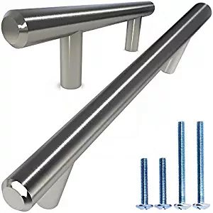 Alpine Hardware | 25Pack ~ 5" (128mm) Hole Center | SOLID Stainless Steel, Bar Handle Pull with A Fine-Brushed Satin Nickel Finish | Kitchen Cabinet Hardware/Dresser Drawer Handles