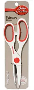 Betty Crocker Essentials 8.5" Stainless Steel Kitchen Shears Food Grade Scissors with Soft Grip Handle and Including Free Recipe