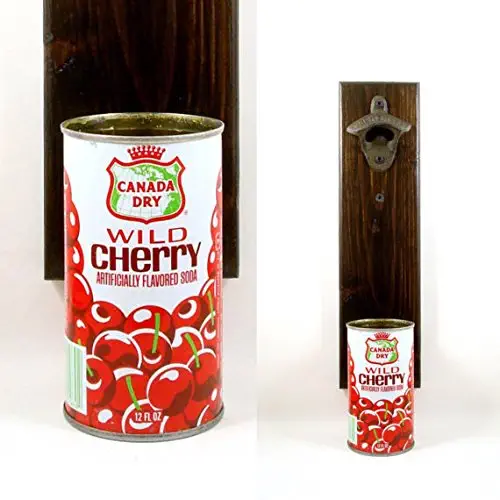 Wall Mounted Beer Bottle Opener With A Vintage Canada Dry Wild Cherry Soda Can Cap Catcher