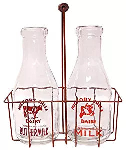 OHIO WHOLESALE, INC. CWI Gifts 12"x9.5" Vintage Milk Bottles with Carrier - Large 12" x 9.5"