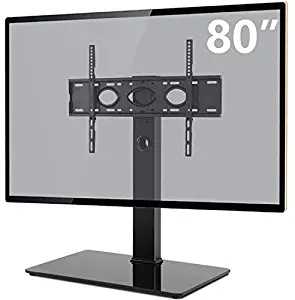 TAVR Universal Swivel TV Stand Base Table top TV Stand for 50-80 inch LCD LED Flat Screen TV,6 Level Height Adjustable TV Mount Stand with Tempered Glass Base,Hold up to 110Lbs,Max VESA 600x400mm