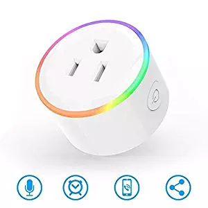 WiFi Smart Plugs that Work with Alexa& Google Home, Smart Outlet with RGB Light, No Hub Required, APP Remote Control from Everywhere, Overload Protection and Timer Function【Upgrade】