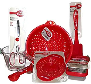 Betty Crocker Kitchen, Housewarming, Wedding, Shower Gift Set. 7 Piece Set of Red Essential Kitchen Tools