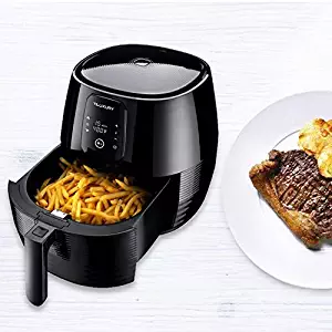 XL 5.8 Quart LED Digital Touchscreen Hot Air Fryer with Recipe Books and BBQ rack Skewers Accessories,Oven Oilless Cooker