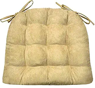 Barnett Products Dining Chair Pad with Ties - Microsuede Camel Micro Fiber Ultra Suede - Extra-Large - Reversible, Latex Foam Filled Cushion, Machine Washable (Camel, Extra-Large)