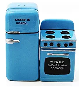 Retro Fridge and Stove Dinner is Ready Magnetic Ceramic Salt and Pepper Shakers