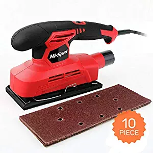 Hi-Spec 150W Power 1.3A Finishing Sander & 10pc Sanding Pad Kit Great for Finishing, Smoothing & Sanding Down Wood, Removing Paint, Varnish, Stains & Polishing