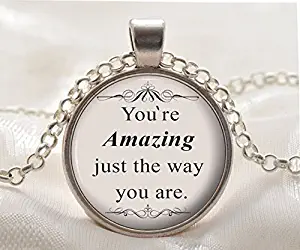 Jewelry tycoon® Bruno Mars Quote Jewelry - Song Lyrics Quote Necklace Pendant - Silver Jewelry Gift for Her - You're amazing just the way you are