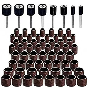 McKay Abrasive 51 Pc Sanding Drum Set- Fits All Rotary Tools: Includes 5 Reusable Rubber Drum Mandrels with 1/8” Shank & 45 Quick Change Sanding Bands-120 Grit Pads