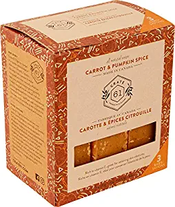 Crate 61 Carrot & Pumpkin Spice Soap 3 pack, 100% Vegan Cold Process, scented with premium essential oils and food grade flavors, for men and women, face and body. ISO 9001 certified manufacturer