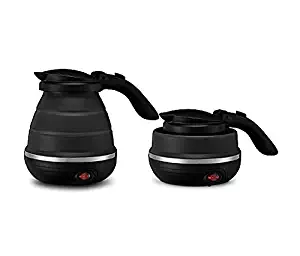 Kitchen Pro 101 Foldable Electric Kettle – Dual Voltage – Expandable & Collapsible for Easy Storage – Convenient for Travel – BPA Free Food Grade Silicone (Black)