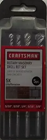 Craftsman 66311 5pc Rotary Masonry Drill Bit Set 5/32 3/16 1/4, 5/16, 3/8