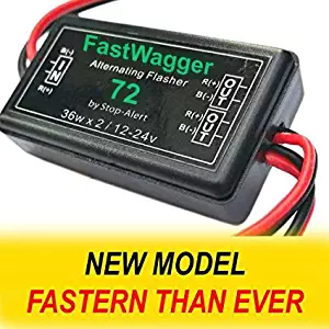 Stop-Alert FastWagger 72 Electronic Wig Wag Alternating Strobe light Flasher Relay - Powerful & Waterproof Emergency Police Ambulance Universal Controller LED & Incandescent Compatible 12-24V