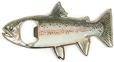 Tinksky Bottle Opener Fridge Magnet Stainless Steel Rainbow Trout Fish Shape 2 in 1