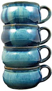 Set Of (4) Four - PRADO STONEWARE COLLECTION - Stacking/Stackable Soup, Chili, Stews Cups/Mugs/Bowls - Royal Blue