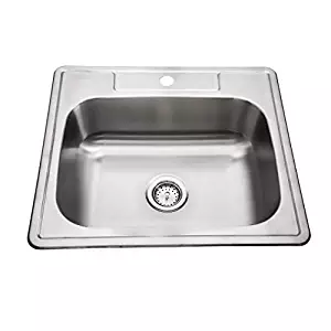 ZUHNE Drop-In Top Mount or Over Mount One Deck Hole Single and Double Bowl Stainless Steel Kitchen Sink (25x22 Single)