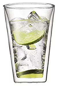 Bodum Canteen Glasses, Double-Wall Insulated Glass, Clear, 13.5 Ounces, (Set of 2)