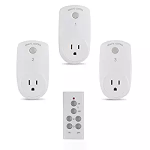 Remote Control Outlet Wireless Switch Plug for Electrical Household Appliances, 100-feet Range, 3Rx-1Tx