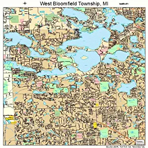 Large Street & Road Map of West Bloomfield Township, Michigan MI - Printed poster size wall atlas of your