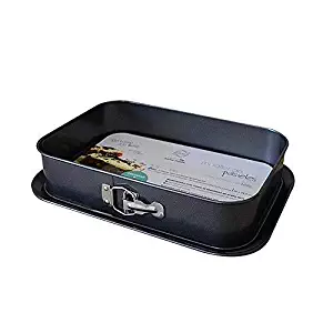 Springform Pan Cheesecake Pan Leakproof Cake Pan Bakeware Rectangle Nonstick Removable Bottom Black (14" x 9.3" x 3") by Meleg Otthon